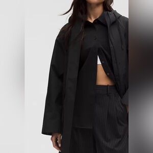 RAINFOREST Black Rain Cape-Removable Hood-Belted Waist  Sz M fits S-L NWT